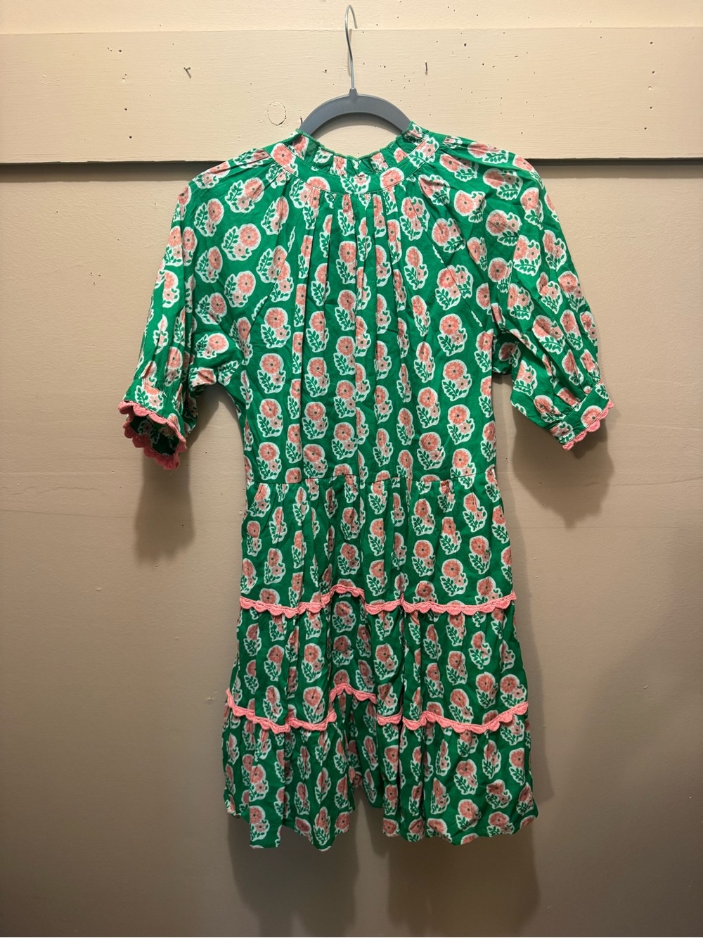 THML Green Floral Dress with Pink Trim and Tassels - Picture 4 of 4